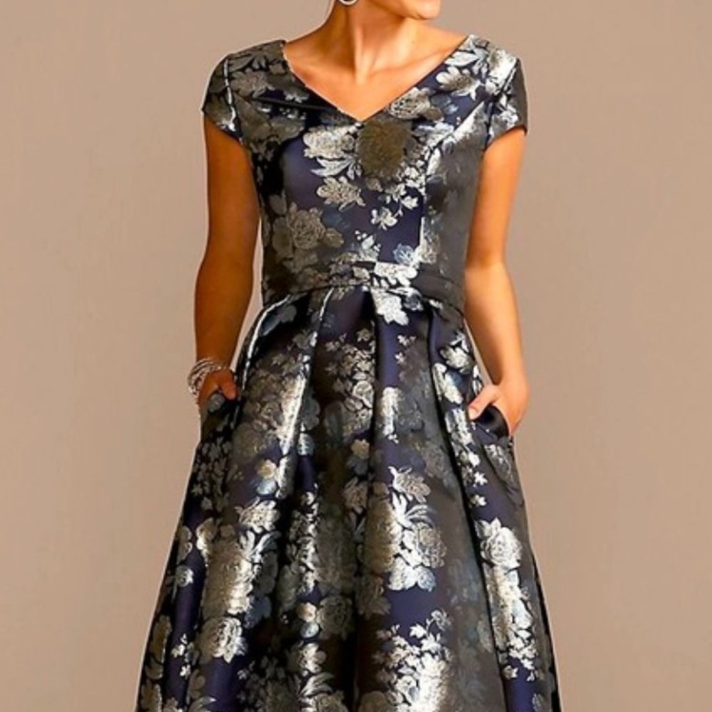 DAVID'S BRIDAL  Floral Brocade High-low A-line dress